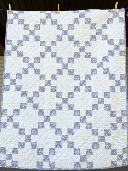 Purple and White Rabbit Irish Chain Baby Quilt - The QuilTea Corner