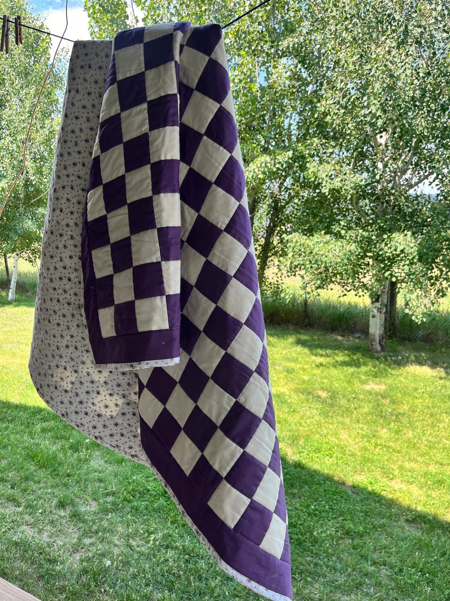 Purple Checkered Throw Quilt - The QuilTea Corner