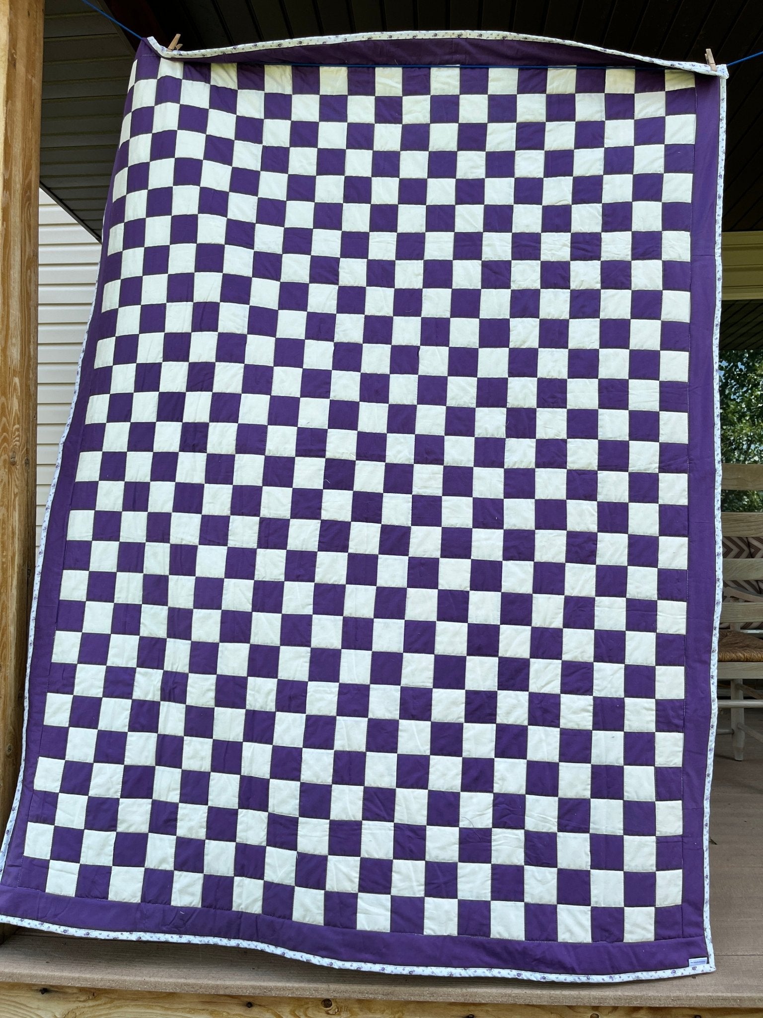 Purple Checkered Throw Quilt - The QuilTea Corner