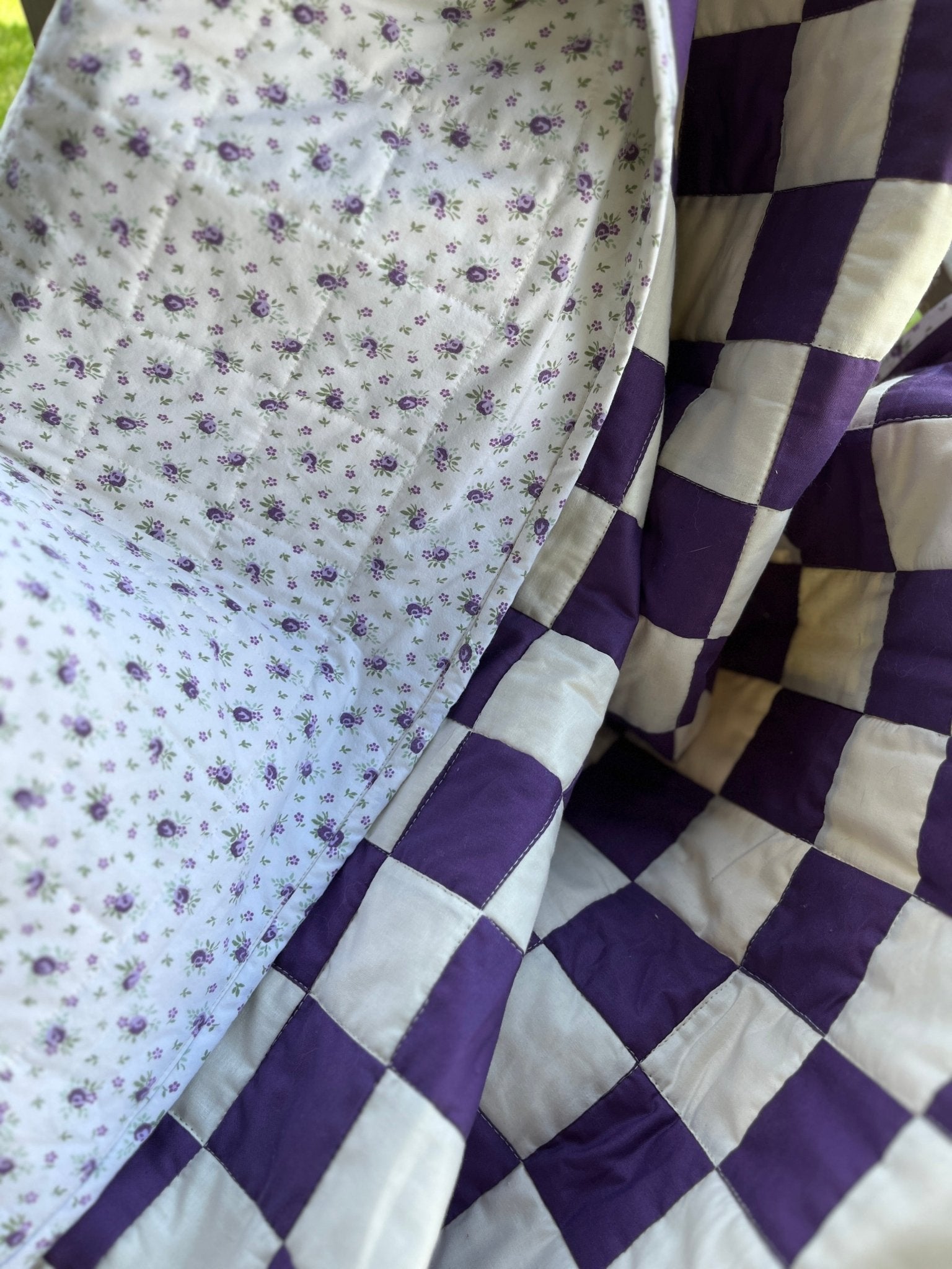 Purple Checkered Throw Quilt - The QuilTea Corner