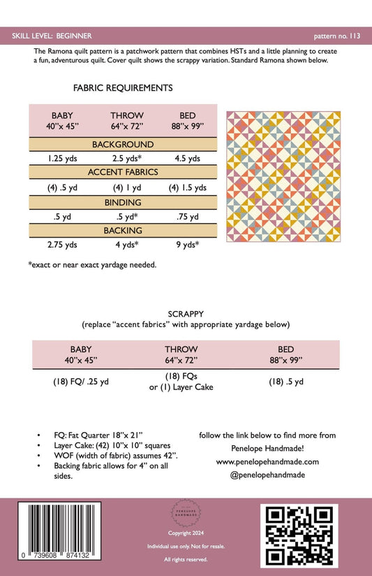Ramona Quilt Pattern | Paper Version - The QuilTea Corner
