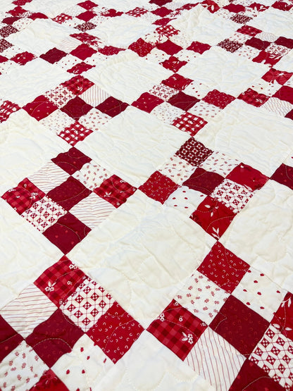 Red and White Hearts Irish Chain Baby Quilt - The QuilTea Corner