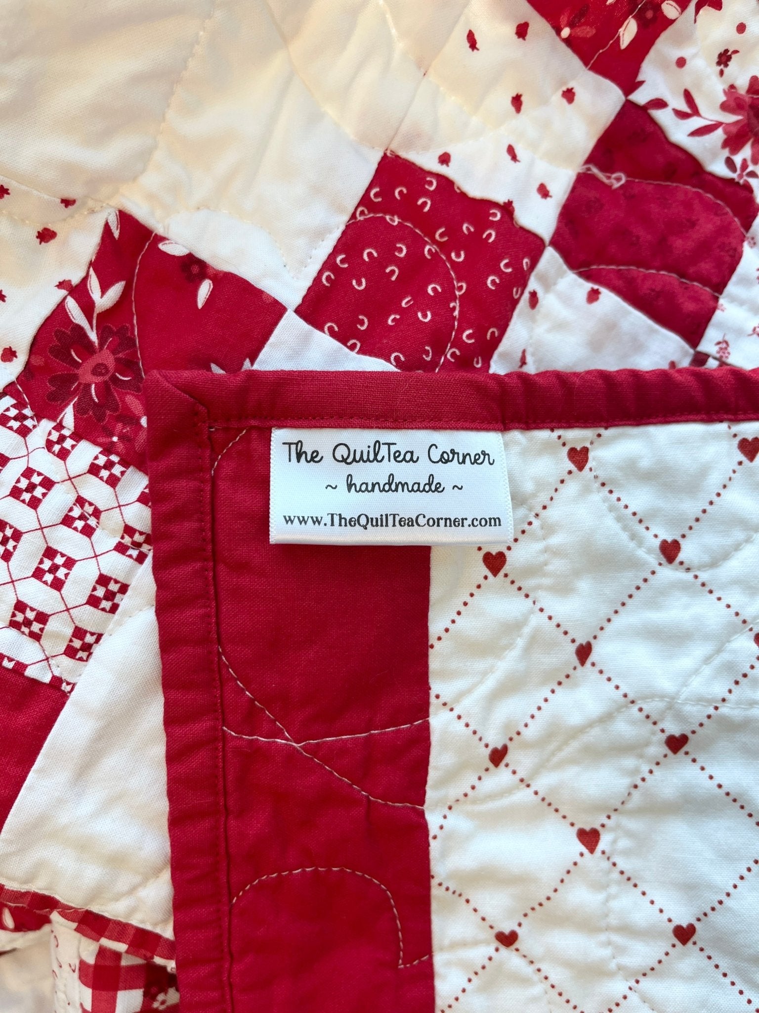 Red and White Hearts Irish Chain Baby Quilt - The QuilTea Corner