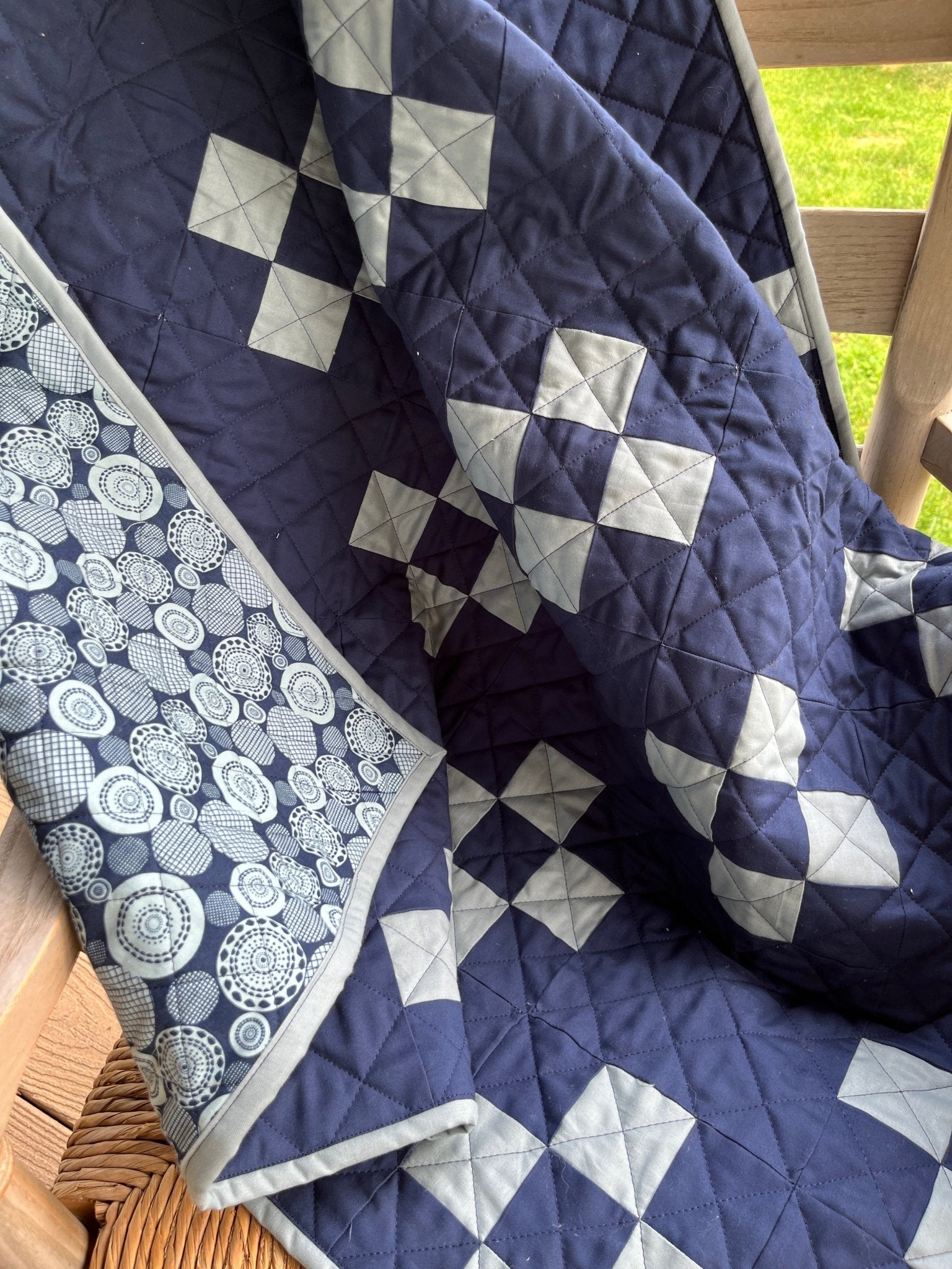 Reverse Irish Chain Blue Baby Crib Quilt - The QuilTea Corner