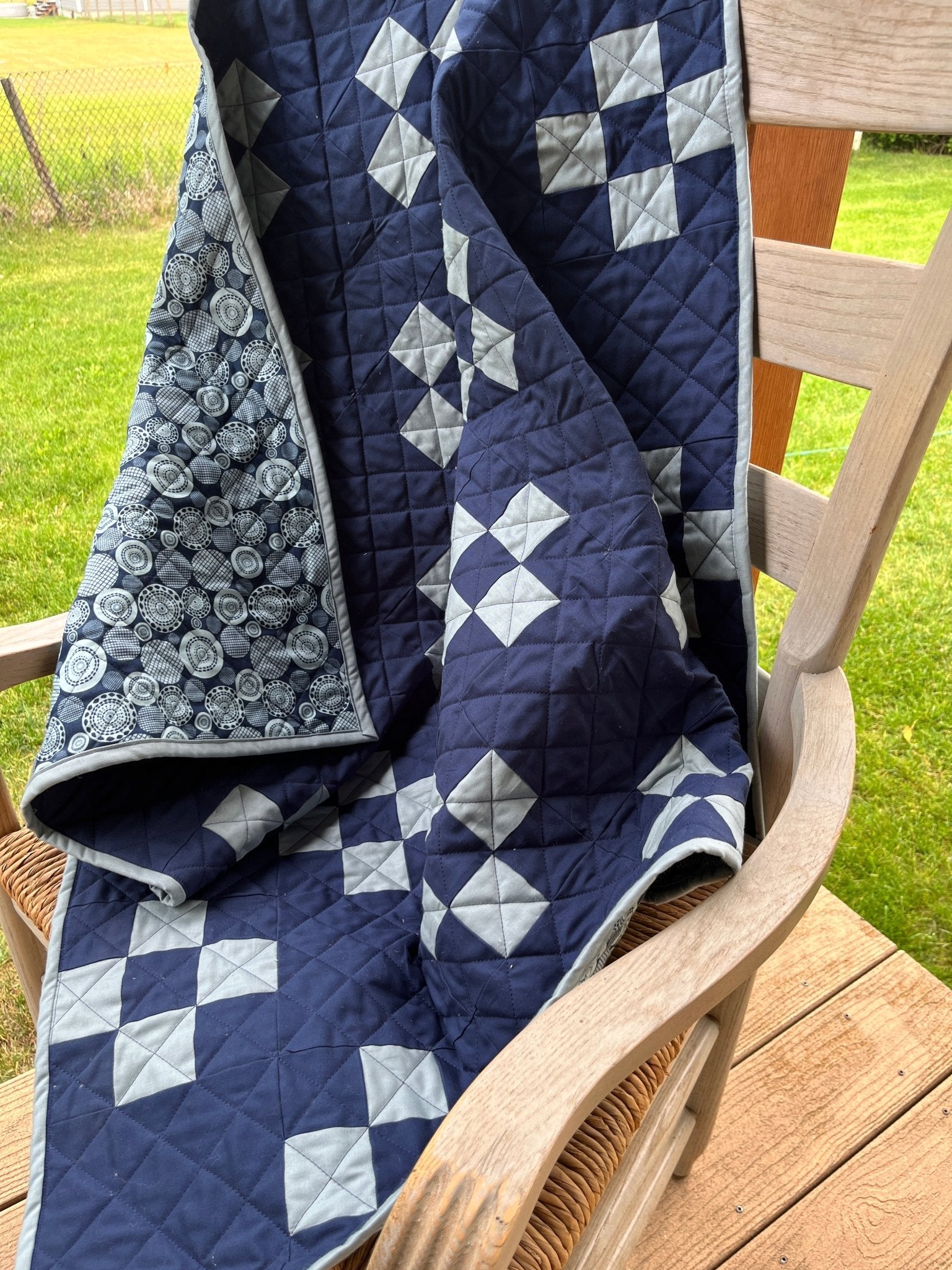 Reverse Irish Chain Blue Baby Crib Quilt - The QuilTea Corner