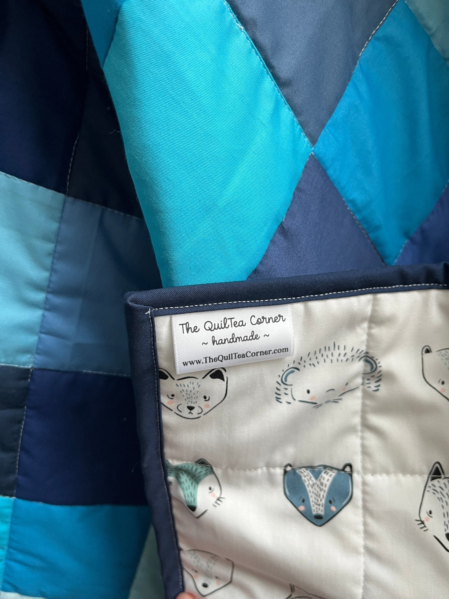 Shades of Blue Patchwork Baby Boy Quilt – Handmade - The QuilTea Corner