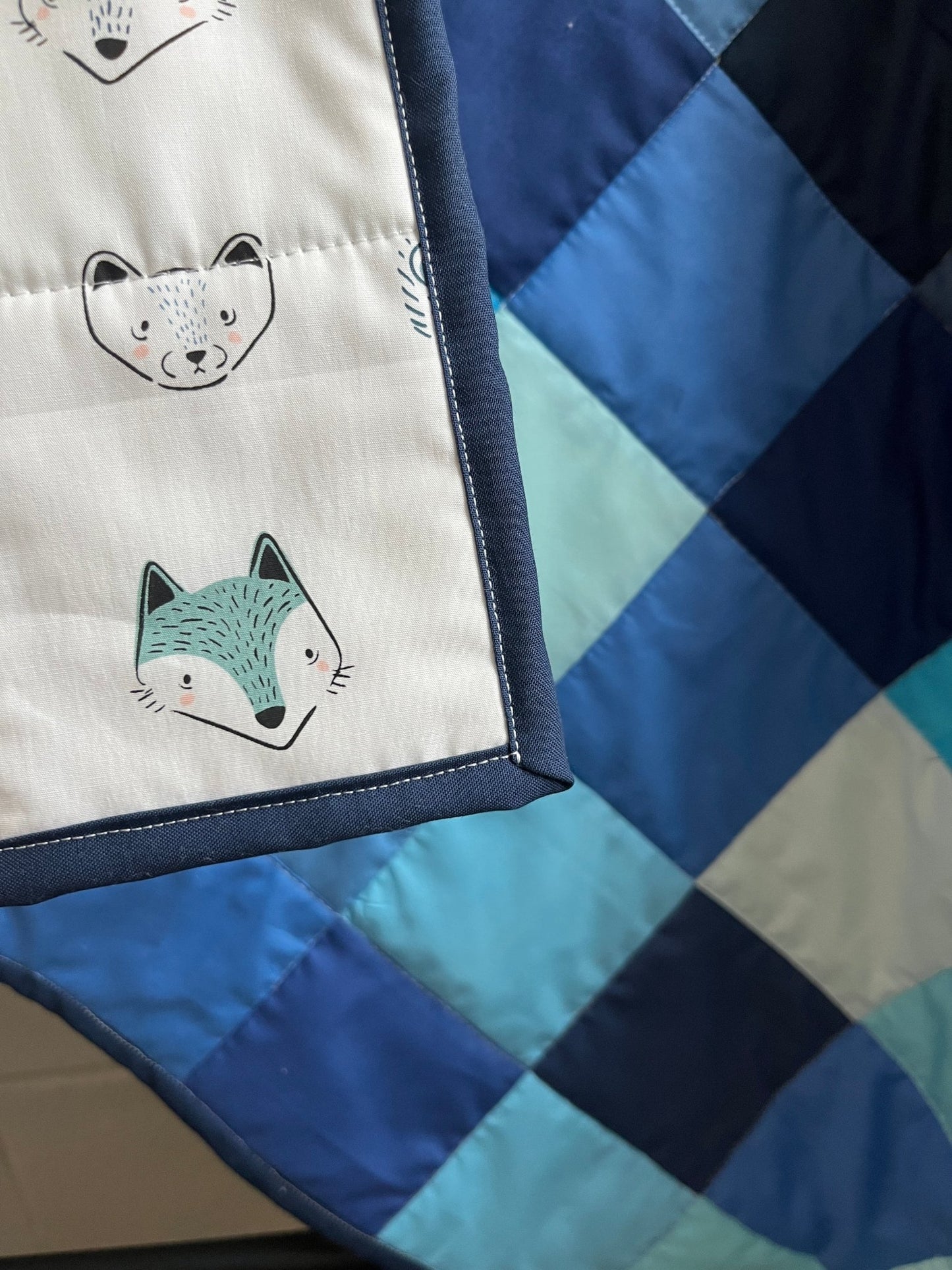Shades of Blue Patchwork Baby Boy Quilt – Handmade - The QuilTea Corner