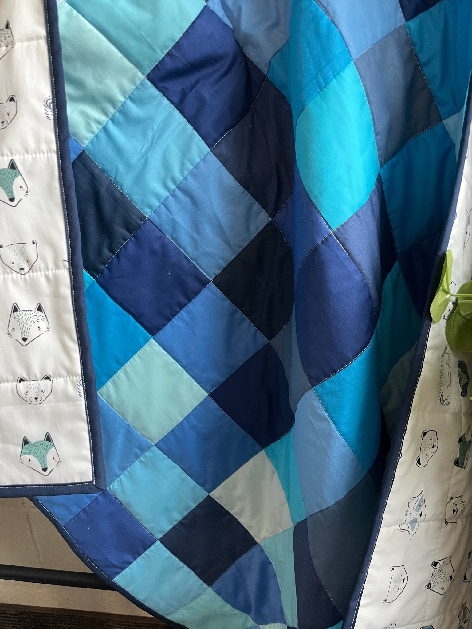 Shades of Blue Patchwork Baby Boy Quilt – Handmade - The QuilTea Corner
