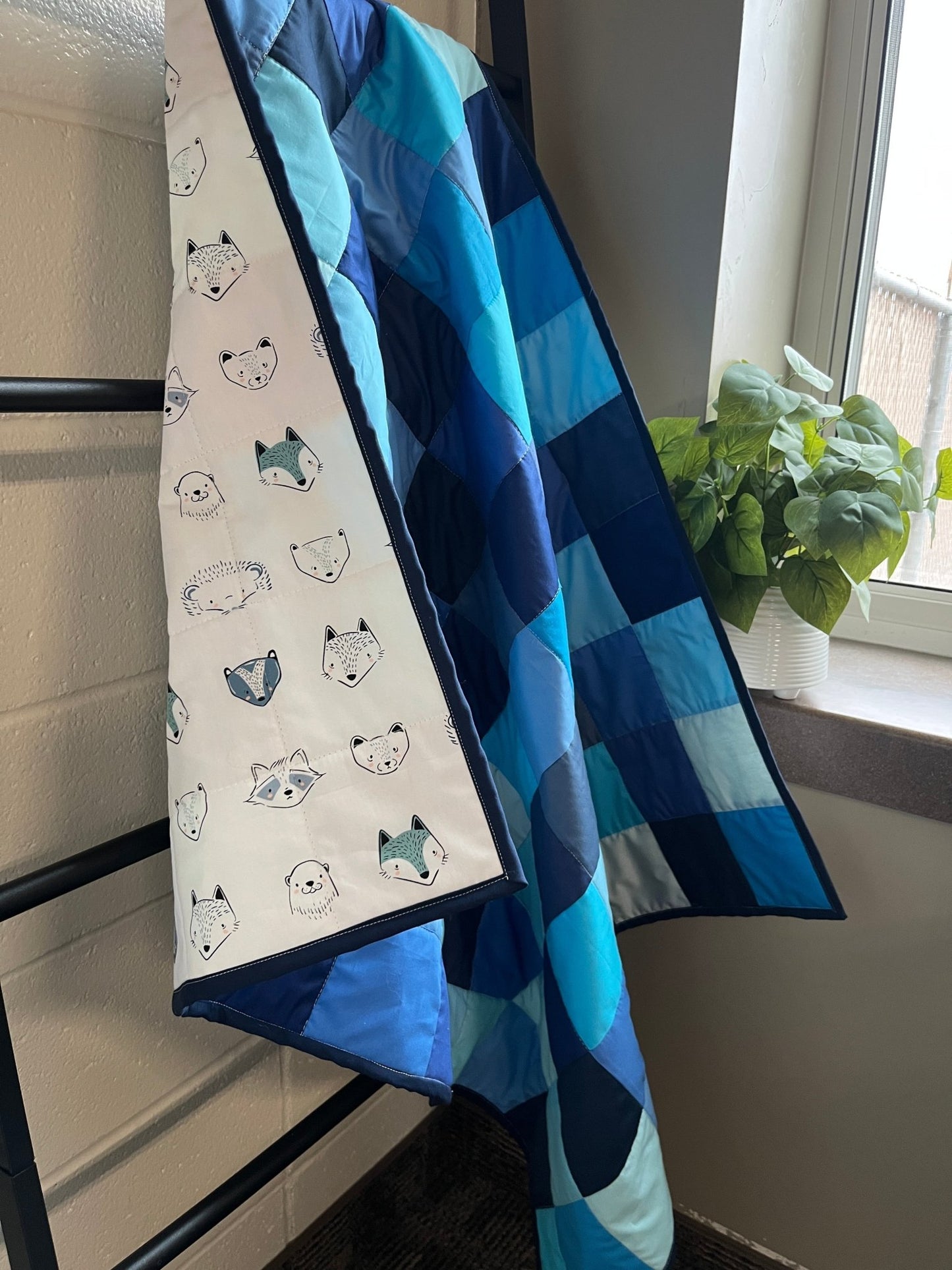 Shades of Blue Patchwork Baby Boy Quilt – Handmade - The QuilTea Corner