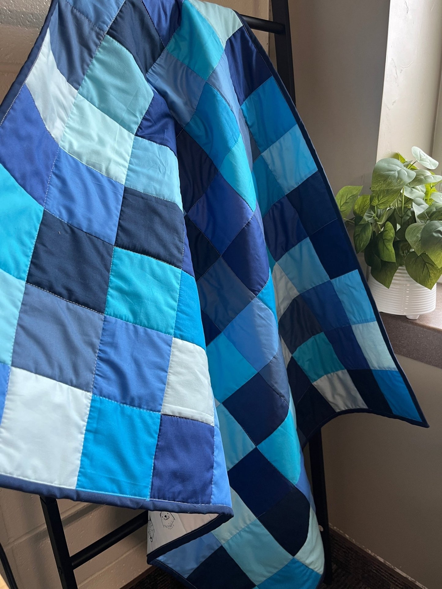Shades of Blue Patchwork Baby Boy Quilt – Handmade - The QuilTea Corner