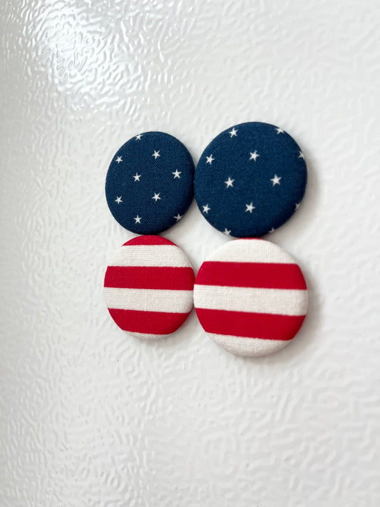 Stars and Stripes 🇺🇸 1.25” Fabric Magnet Set - The QuilTea Corner