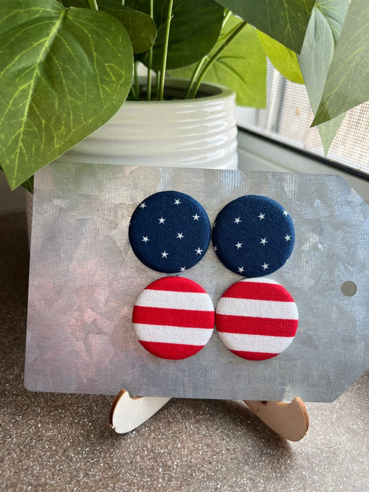 Stars and Stripes 🇺🇸 1.25” Fabric Magnet Set - The QuilTea Corner