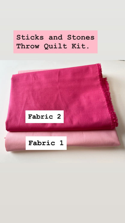 Sticks and Stones Throw Sized Quilt Kit - Pink - Pattern not included. - The QuilTea Corner