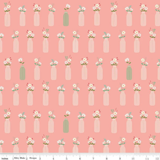 Sweet Acres Vintage Milk Vases| Apricot Blush 1/2 yard - The QuilTea Corner