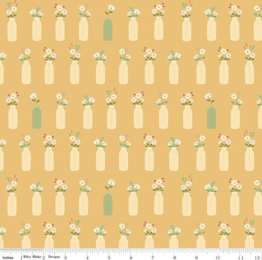 Sweet Acres Vintage Milk Vases| Honey 1/2 yard - The QuilTea Corner