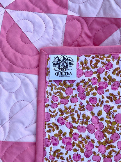 Triangle Ivy Pink Baby Quilt - The QuilTea Corner