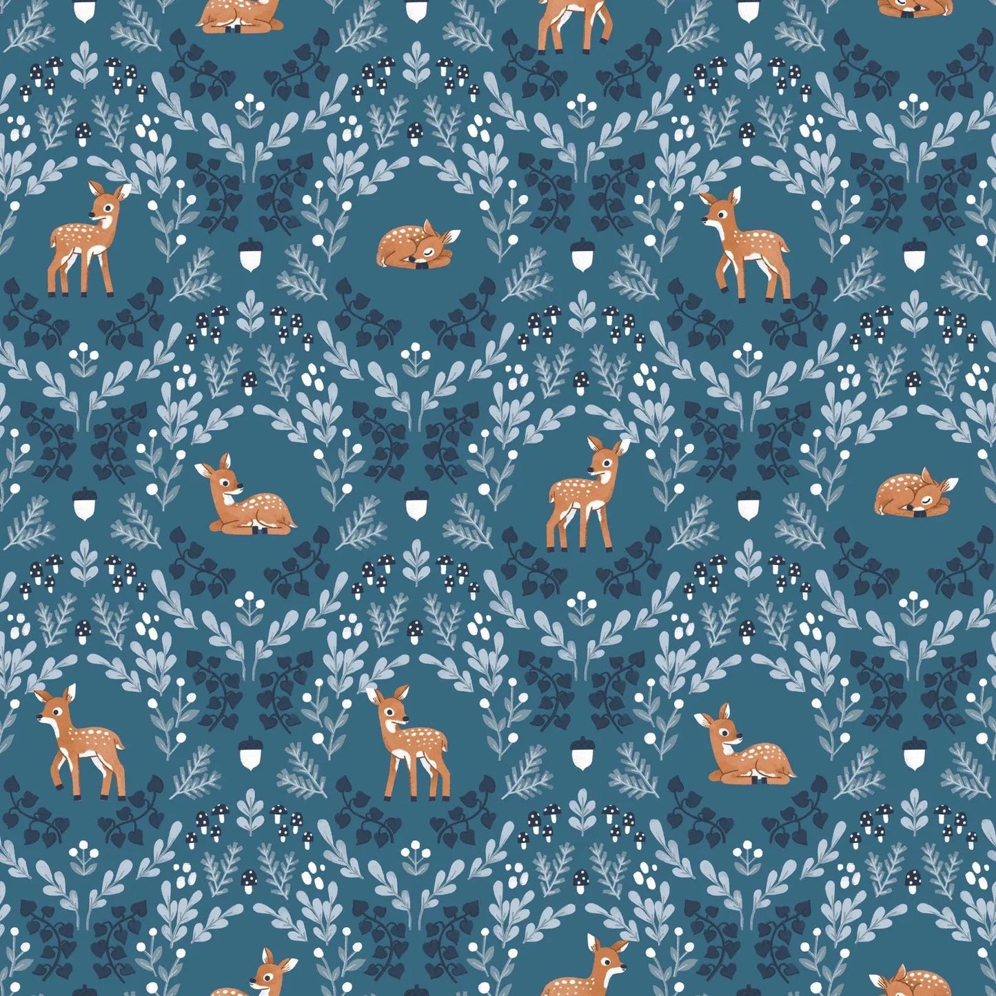 Twilight Creatures Wild Fawns | Blue 1/2 yard - The QuilTea Corner