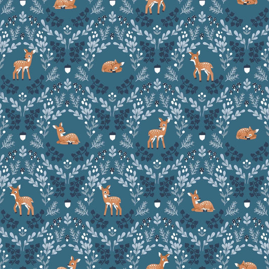 Twilight Creatures Wild Fawns | Blue 1/2 yard - The QuilTea Corner