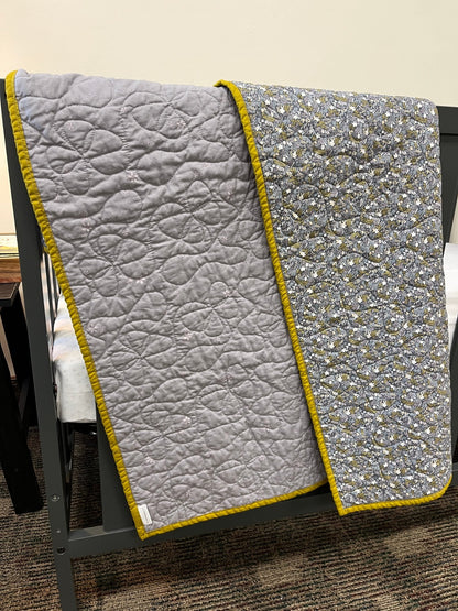 Wildflower Purple and Grey Wholecloth Quilt with Grandpa and Me Book Bundle - The QuilTea Corner