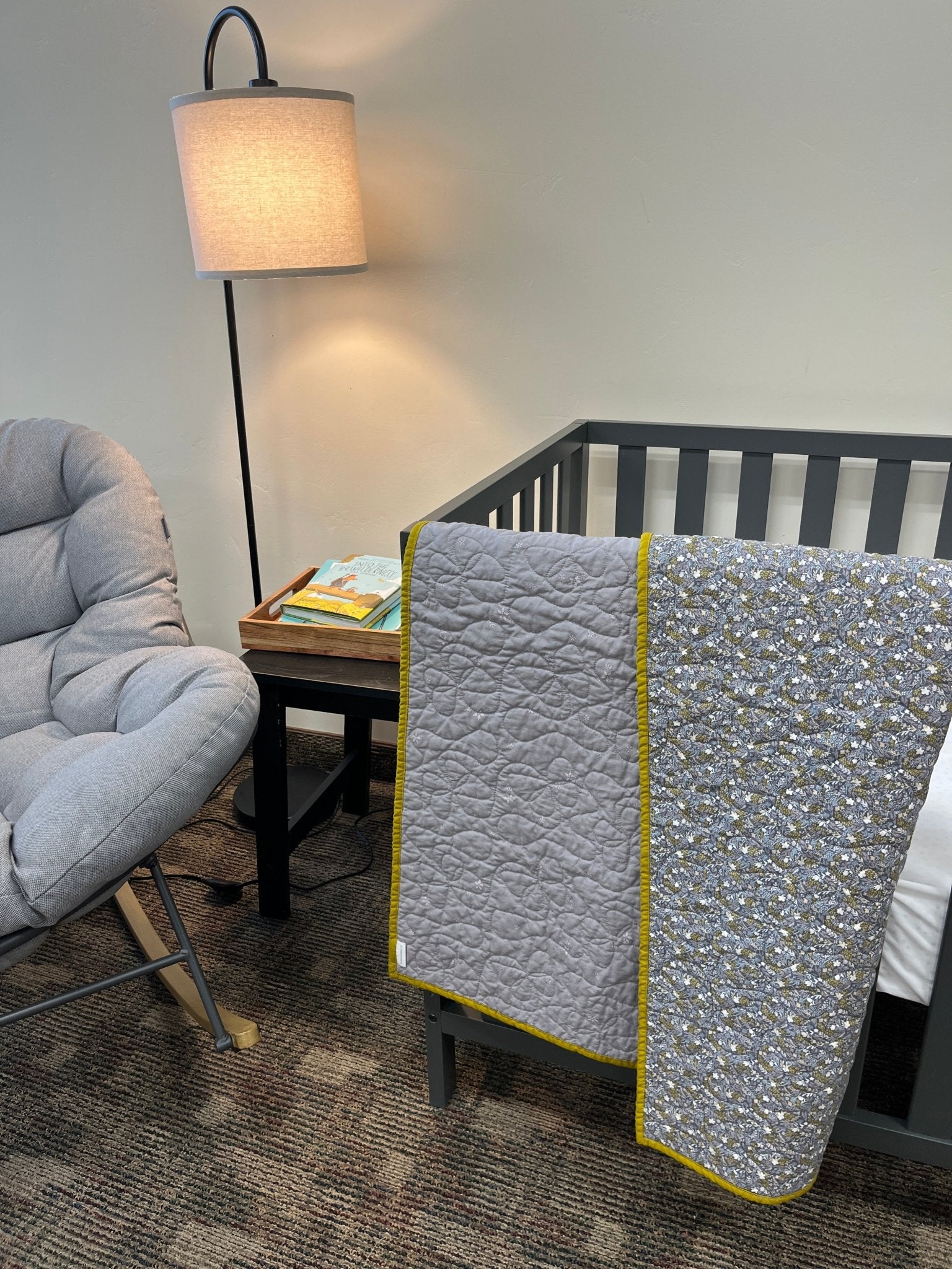 Wildflower Purple and Grey Wholecloth Quilt with Grandpa and Me Book Bundle - The QuilTea Corner