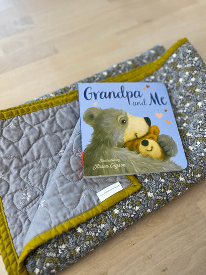 Wildflower Purple and Grey Wholecloth Quilt with Grandpa and Me Book Bundle - The QuilTea Corner