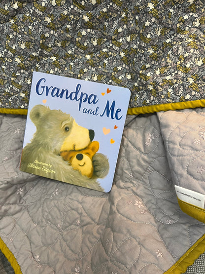 Wildflower Purple and Grey Wholecloth Quilt with Grandpa and Me Book Bundle - The QuilTea Corner