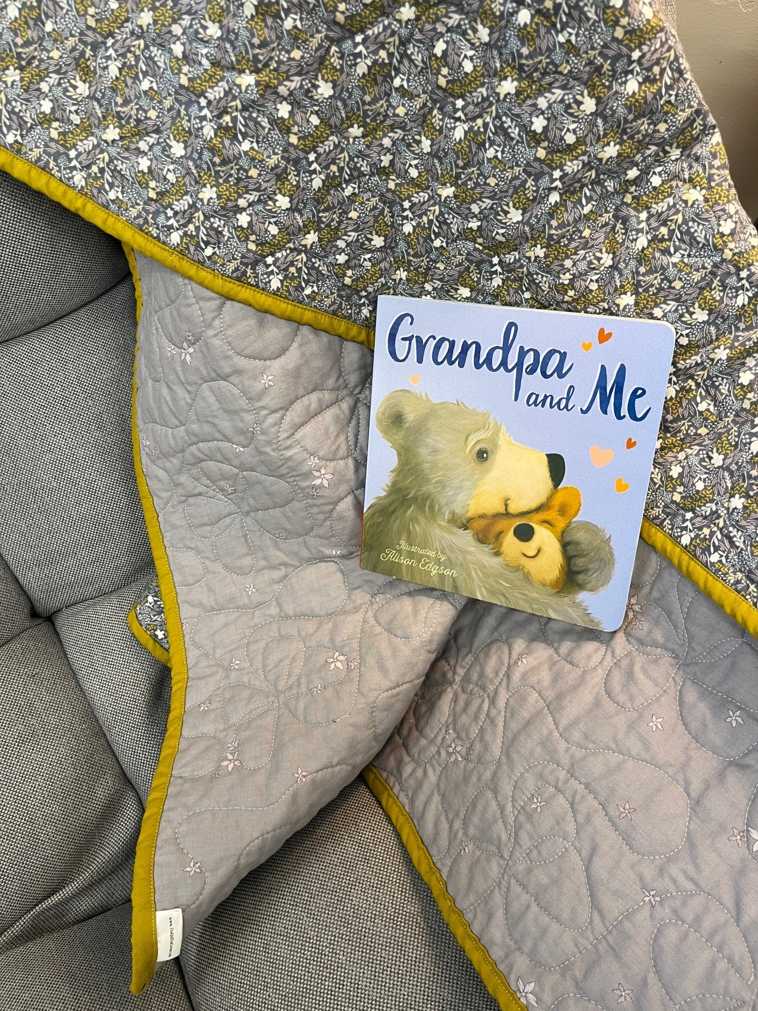 Wildflower Purple and Grey Wholecloth Quilt with Grandpa and Me Book Bundle - The QuilTea Corner