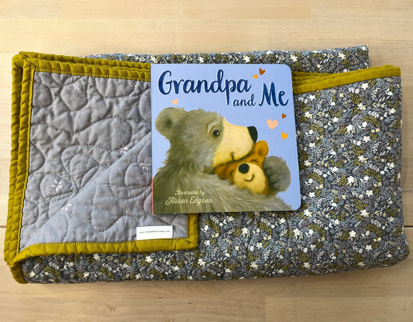 Wildflower Purple and Grey Wholecloth Quilt with Grandpa and Me Book Bundle - The QuilTea Corner