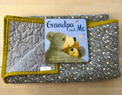 Wildflower Purple and Grey Wholecloth Quilt with Grandpa and Me Book Bundle - The QuilTea Corner