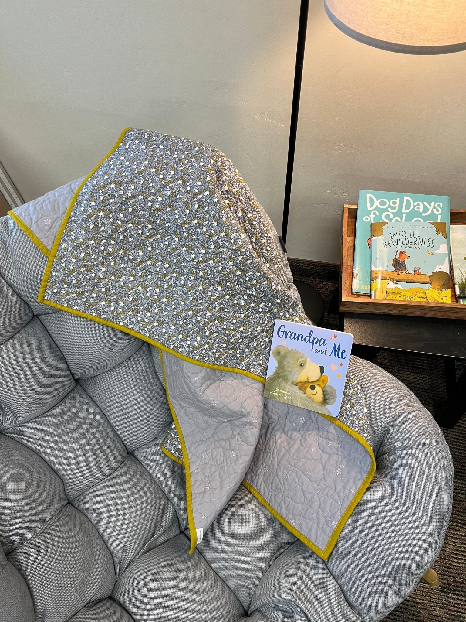 Wildflower Purple and Grey Wholecloth Quilt with Grandpa and Me Book Bundle - The QuilTea Corner