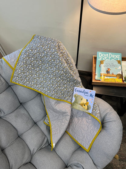 Wildflower Purple and Grey Wholecloth Quilt with Grandpa and Me Book Bundle - The QuilTea Corner