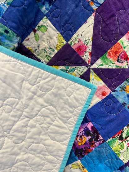 Butterfly Girls Square Patchwork Handmade Baby Quilt - The QuilTea Corner