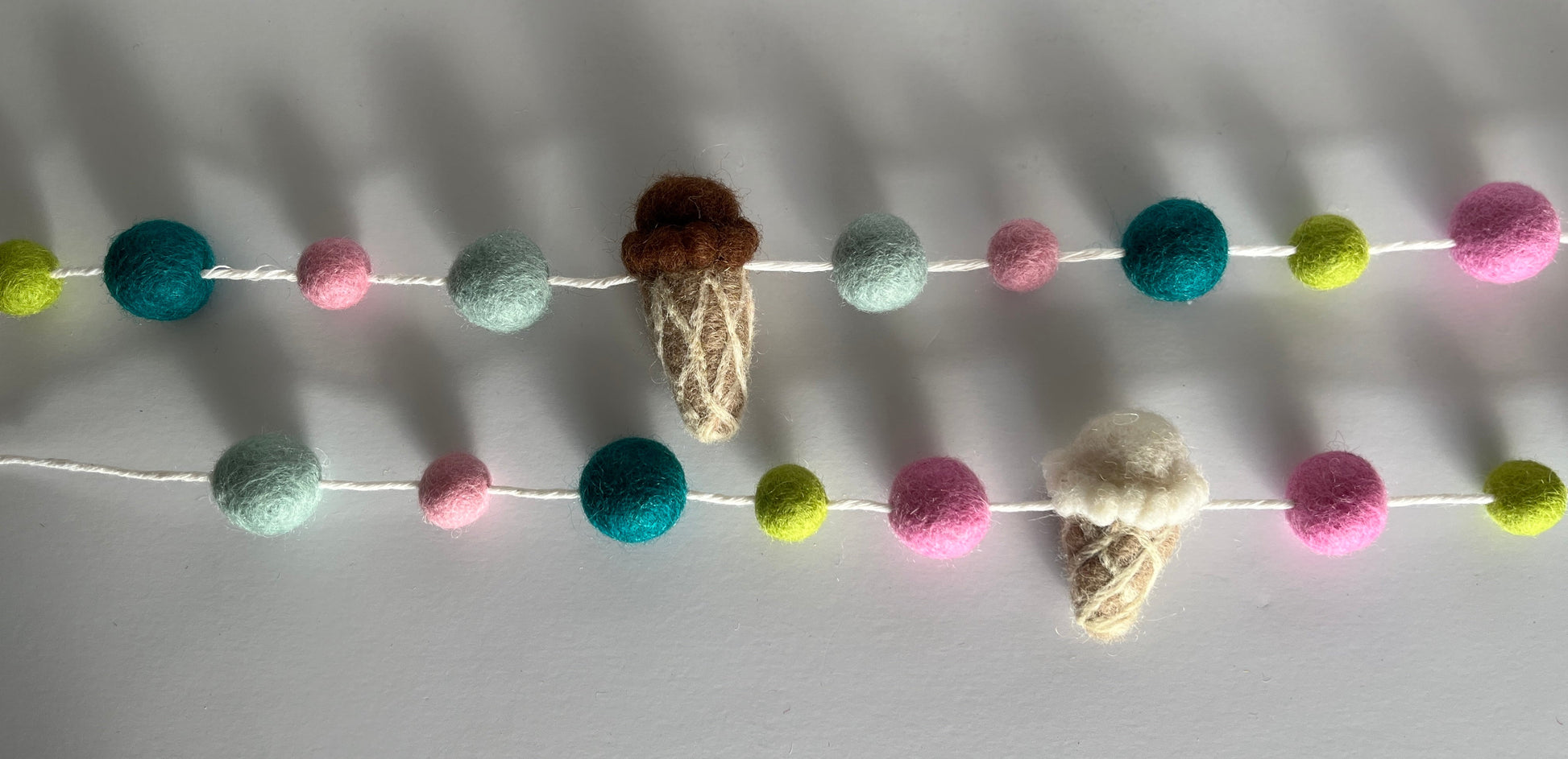 Chocolate & Vanilla Ice Cream Felted Garland - The QuilTea Corner