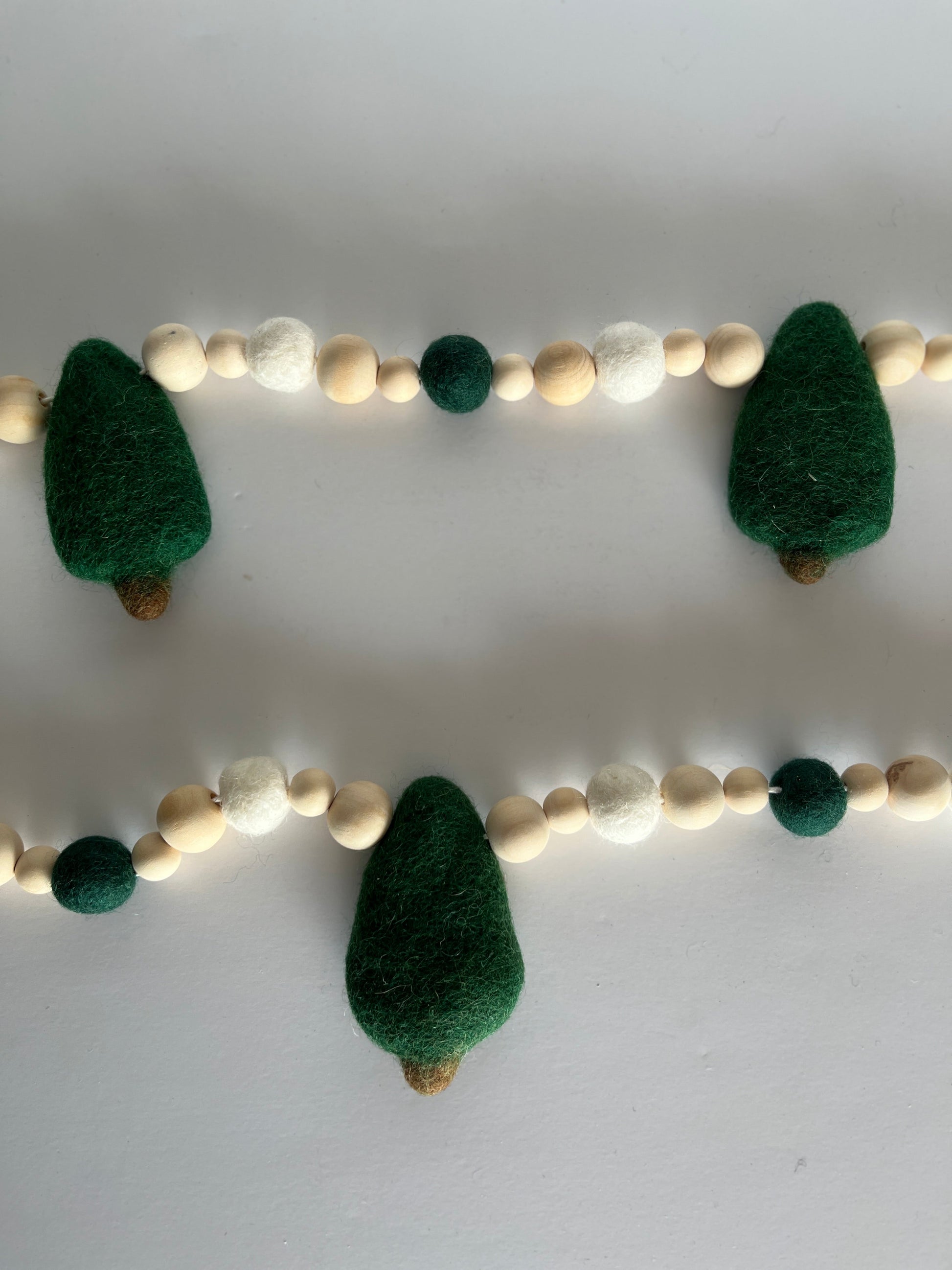 Felt Wood Bead Tree Garland - The QuilTea Corner