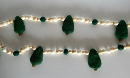 Felt Wood Bead Tree Garland - The QuilTea Corner