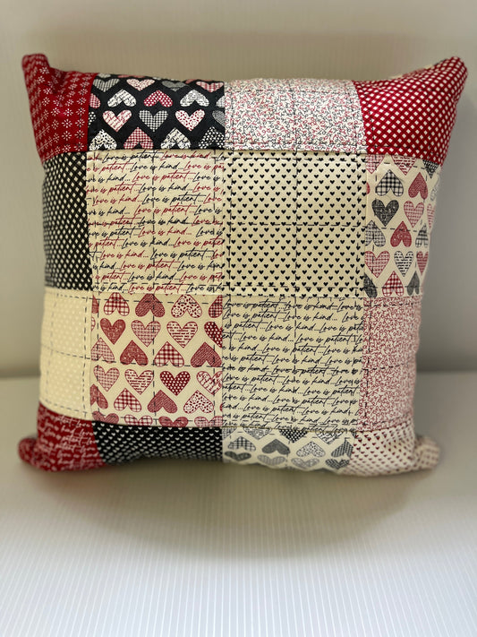 Flirt Hearts 18” Quilted Pillow Cover - The QuilTea Corner