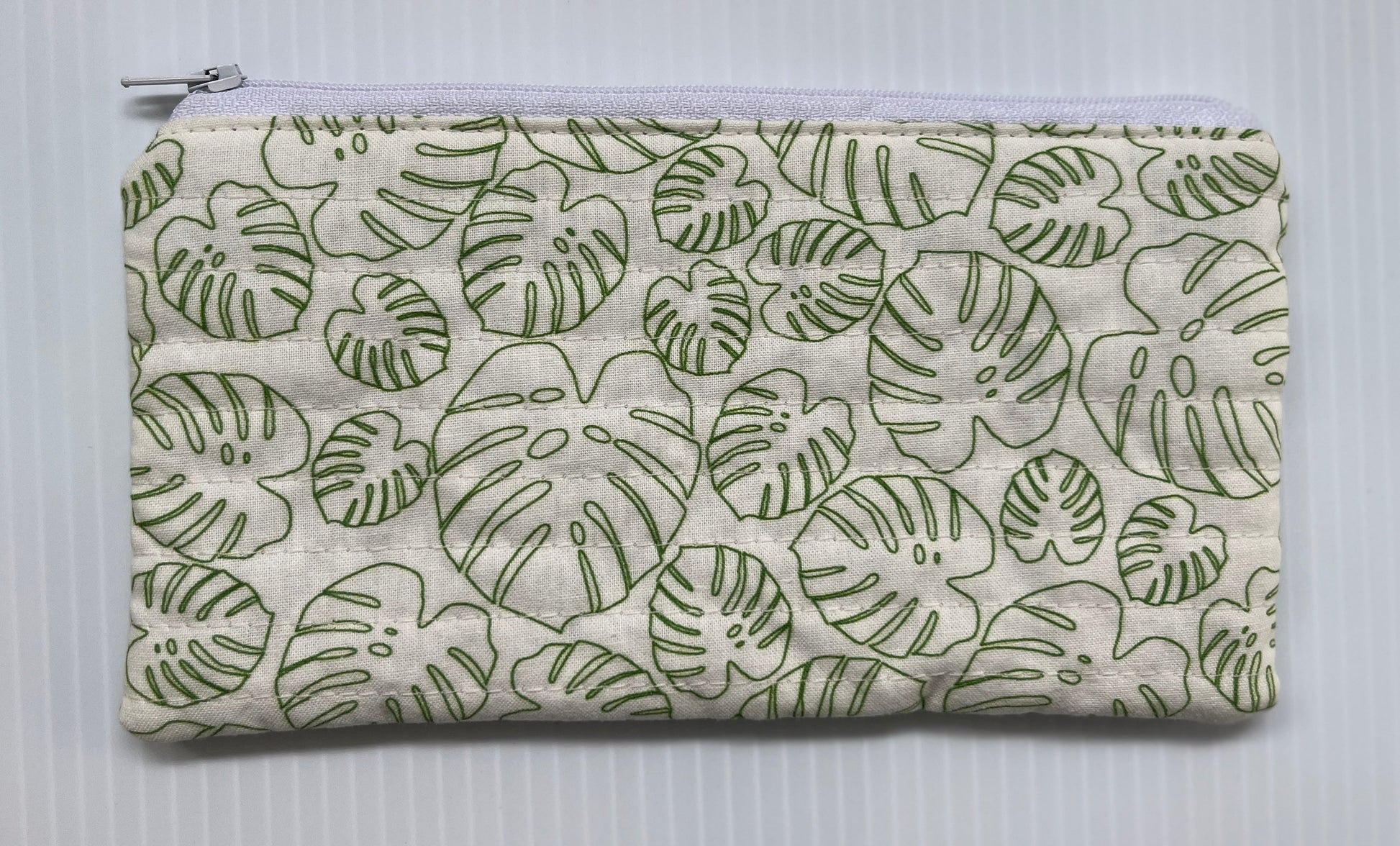 Monstera Leaves Quilted Pencil/Accessory Bag - The QuilTea Corner