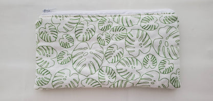 Monstera Leaves Quilted Pencil/Accessory Bag - The QuilTea Corner