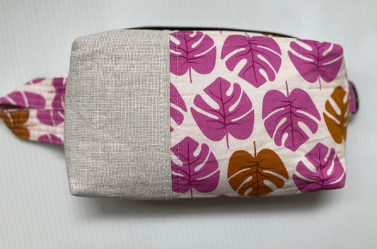 Pink Monstera Quilted Boxy Zipper Bag - The QuilTea Corner