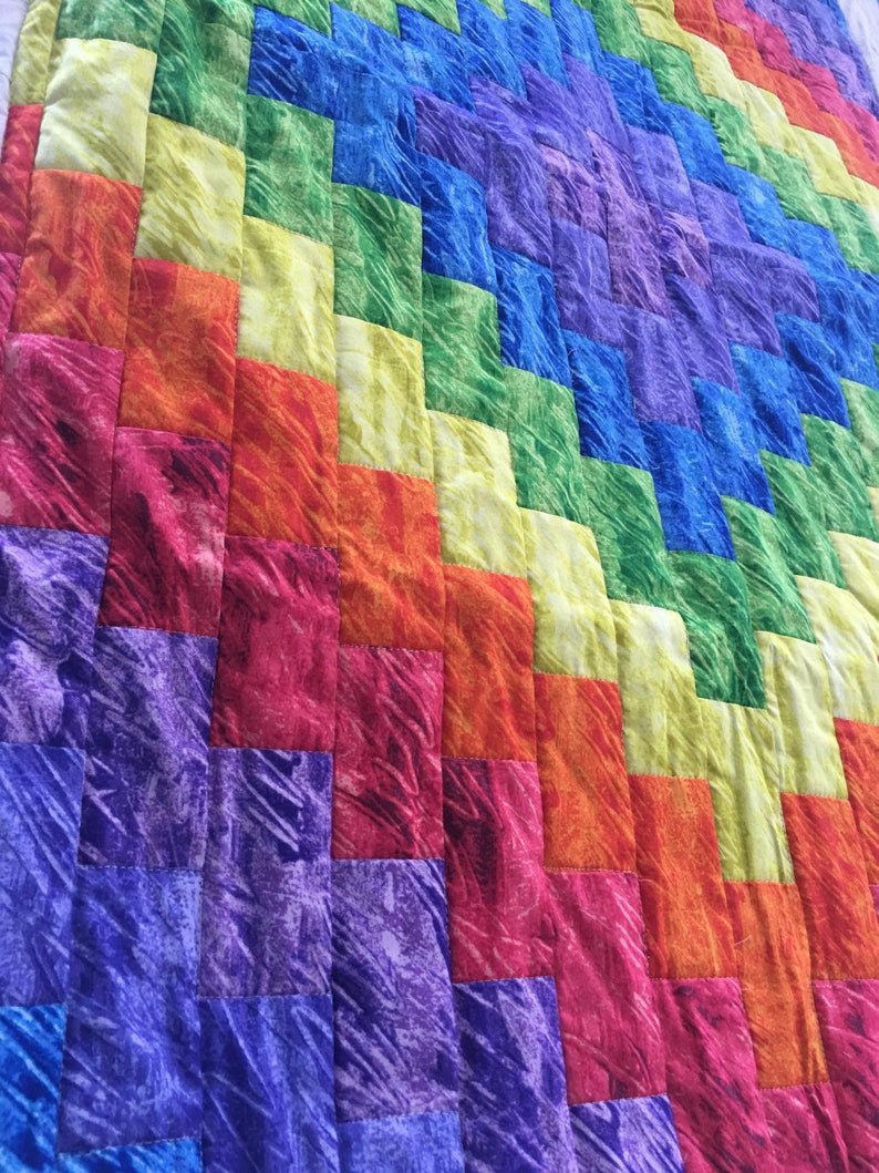 Quick Trip Rainbow Baby Baby Quilt Throw - The QuilTea Corner