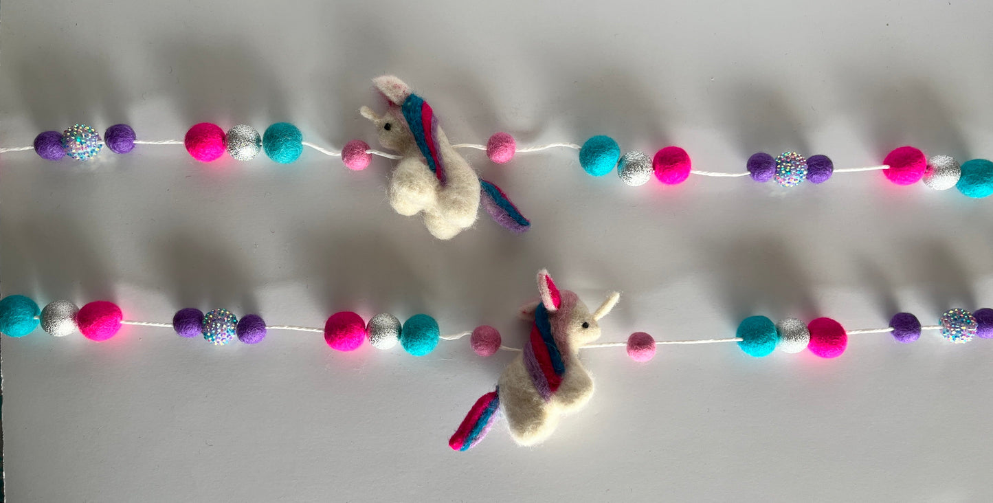 Unicorn Dreams Felted Garland - The QuilTea Corner