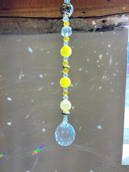 Yellow & Silver Beaded Suncatcher - The QuilTea Corner